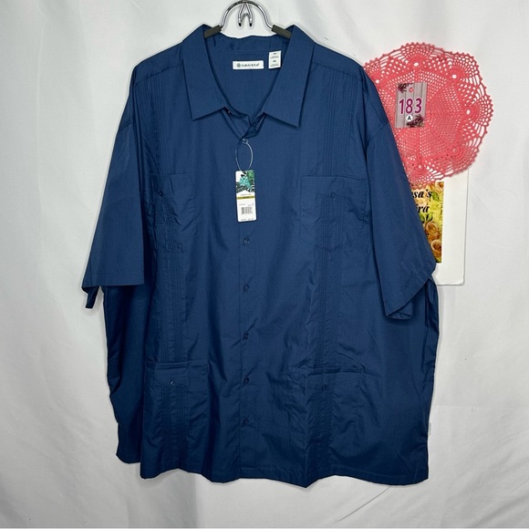 NWT Cubavera Four Pocket Guayabera Shirt Ensign Blue - Picture 5 of 16